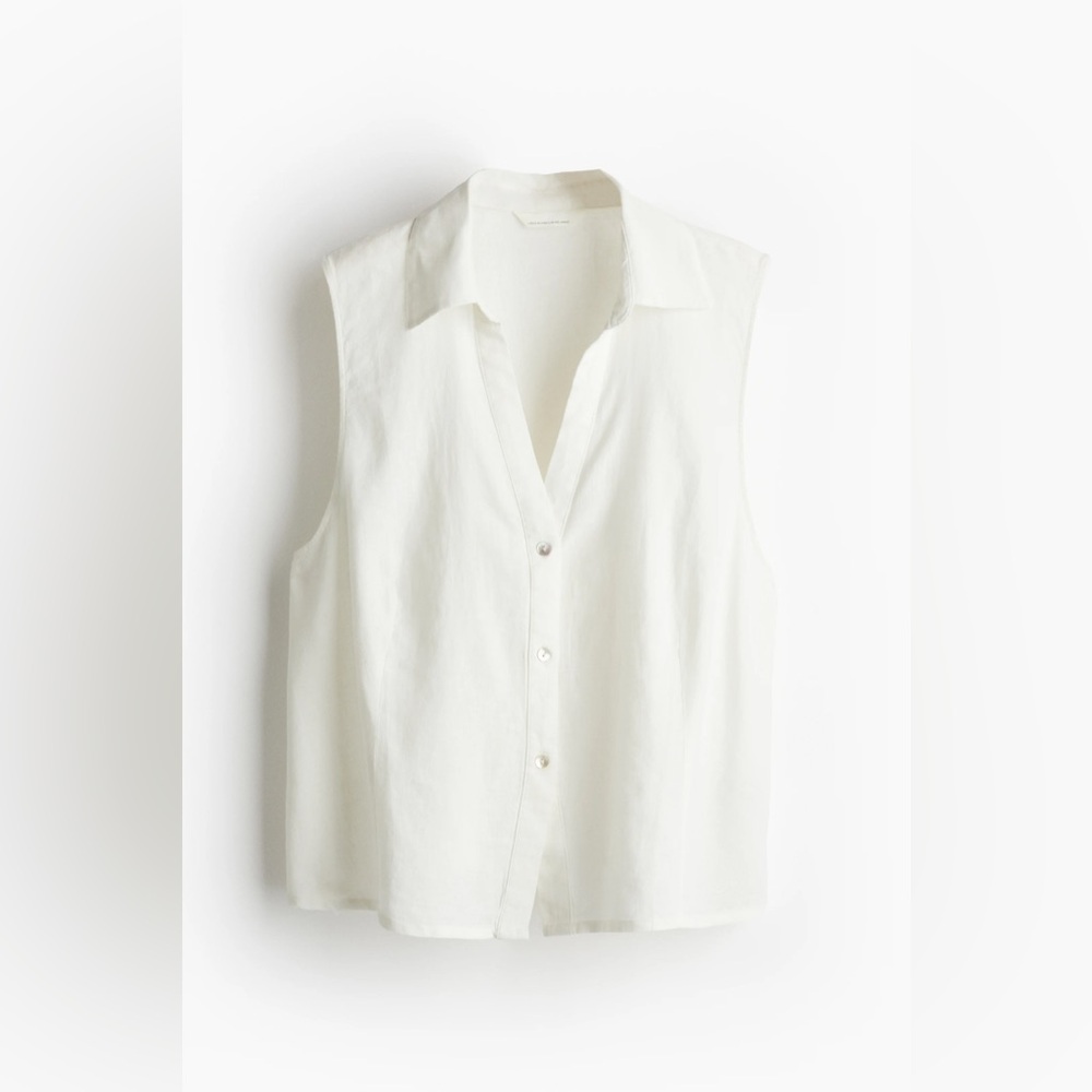 H&M Sleeveless Linen-blend Shirt